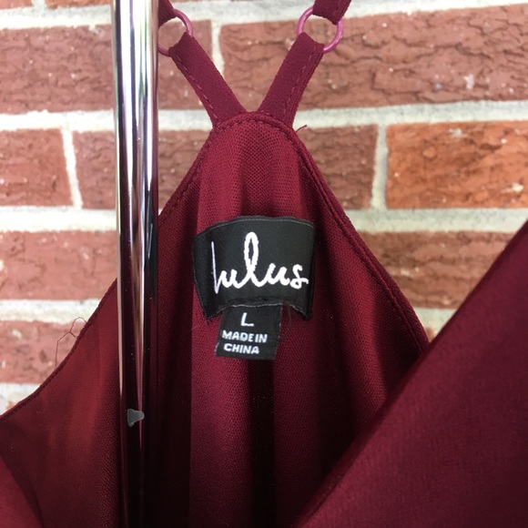 Lulu’s Here’s To Us High Low Wrap Dress Burgundy - Picture 13 of 13